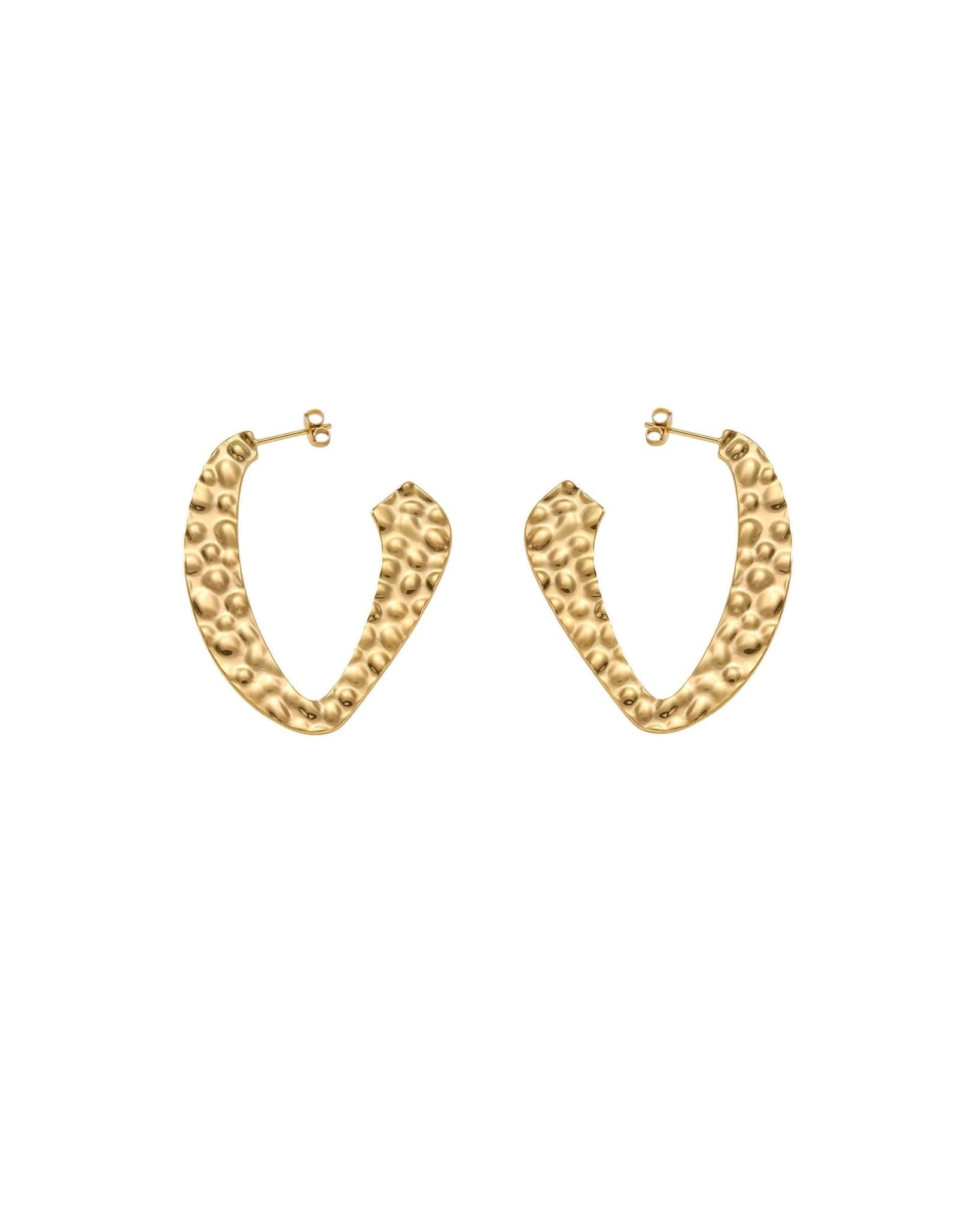 RAGNA Waterproof 18K Gold Plated Hoop - Hammered Stainless Steel - DANSK Copenhagen