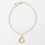 RAGNA Waterproof 18K Gold Plated Long Minimalistic Necklace - Hammered Stainless Steel - DANSK Copenhagen