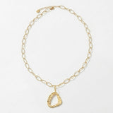 RAGNA Waterproof 18K Gold Plated Long Minimalistic Necklace - Hammered Stainless Steel - DANSK Copenhagen
