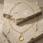 RAGNA Waterproof 18K Gold Plated Long Minimalistic Necklace - Hammered Stainless Steel - DANSK Copenhagen