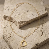 RAGNA Waterproof 18K Gold Plated Long Minimalistic Necklace - Hammered Stainless Steel - DANSK Copenhagen