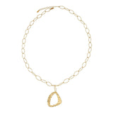 RAGNA Waterproof 18K Gold Plated Long Minimalistic Necklace - Hammered Stainless Steel - DANSK Copenhagen