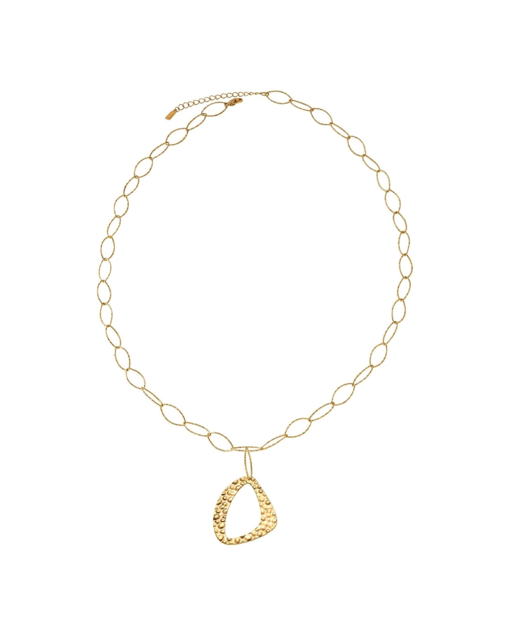 RAGNA Waterproof 18K Gold Plated Long Minimalistic Necklace - Hammered Stainless Steel - DANSK Copenhagen