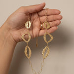 RAGNA Waterproof 18K Gold Plated Long Statement Necklace - Hammered Stainless Steel - DANSK Copenhagen