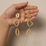 RAGNA Waterproof 18K Gold Plated Long Statement Necklace - Hammered Stainless Steel - DANSK Copenhagen