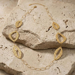 RAGNA Waterproof 18K Gold Plated Long Statement Necklace - Hammered Stainless Steel - DANSK Copenhagen