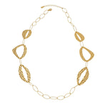 RAGNA Waterproof 18K Gold Plated Long Statement Necklace - Hammered Stainless Steel - DANSK Copenhagen