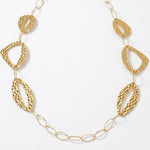 RAGNA Waterproof 18K Gold Plated Long Statement Necklace - Hammered Stainless Steel - DANSK Copenhagen