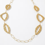 RAGNA Waterproof 18K Gold Plated Long Statement Necklace - Hammered Stainless Steel - DANSK Copenhagen
