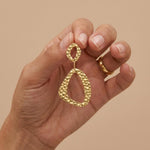 RAGNA Waterproof 18K Gold Plated Original Earrings - Hammered Stainless Steel - DANSK Copenhagen