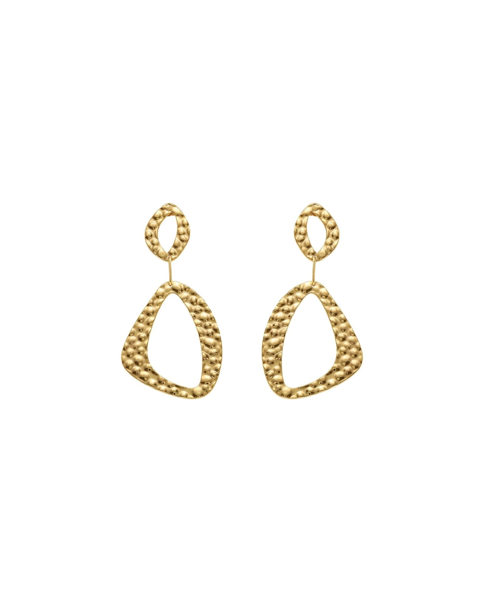 RAGNA Waterproof 18K Gold Plated Original Earrings - Hammered Stainless Steel - DANSK Copenhagen