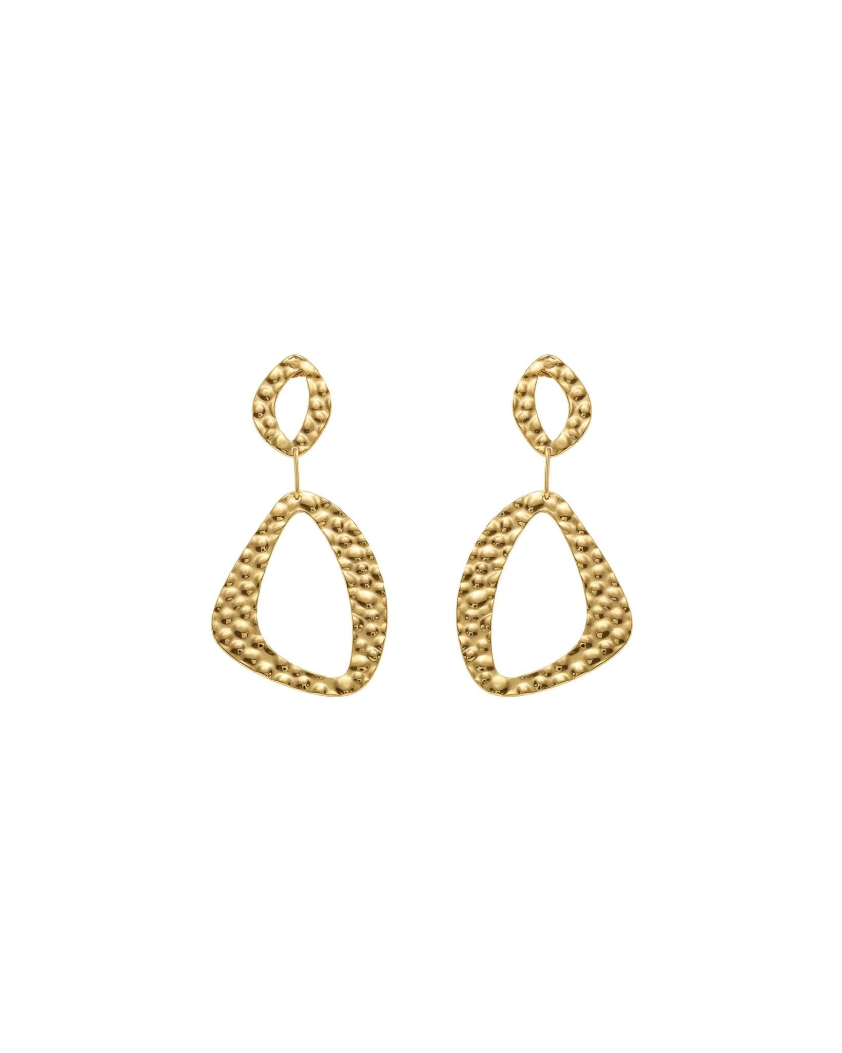 RAGNA Waterproof 18K Gold Plated Original Earrings - Hammered Stainless Steel - DANSK Copenhagen