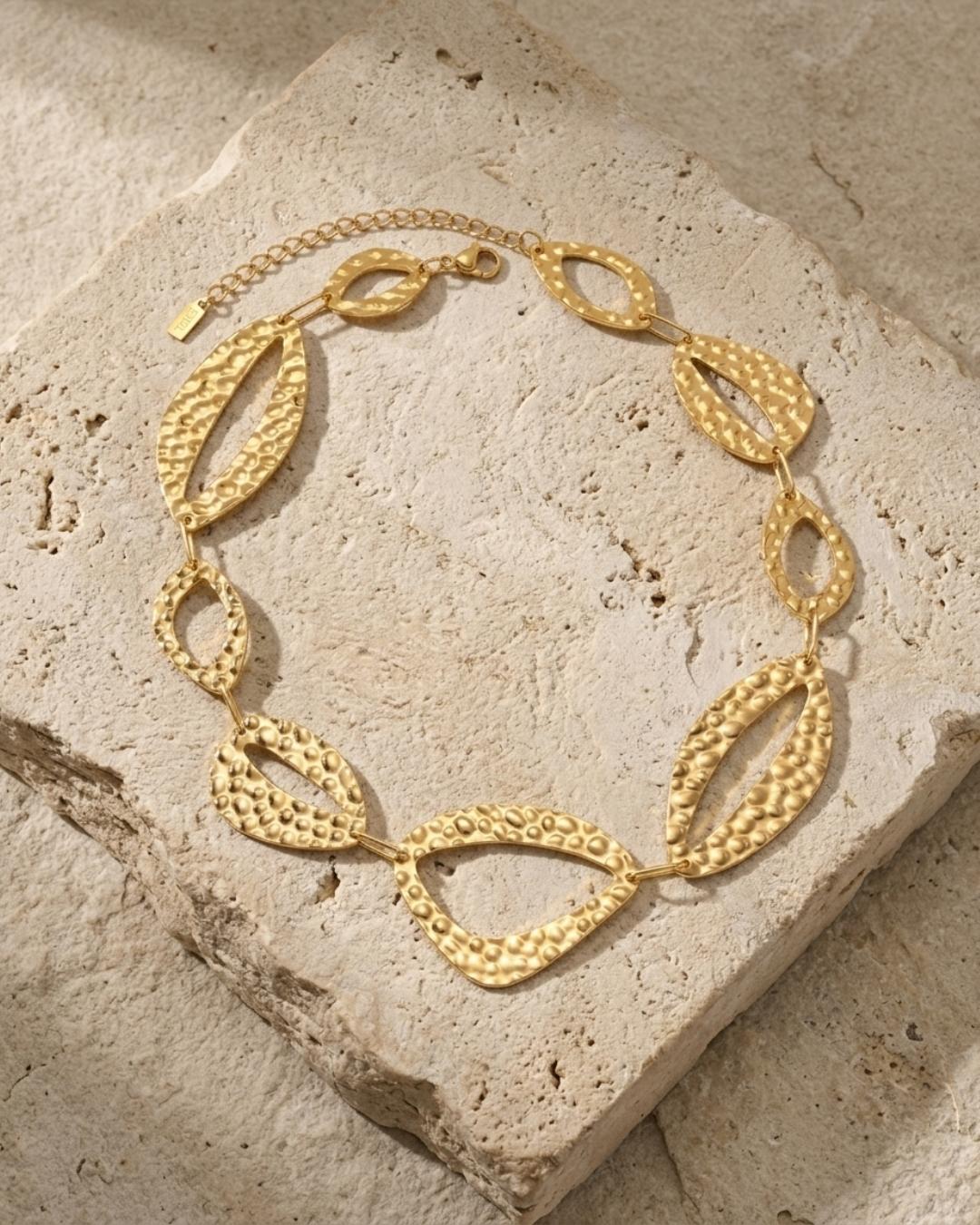 RAGNA Waterproof 18K Gold Plated Original Necklace - Hammered Stainless Steel - DANSK Copenhagen
