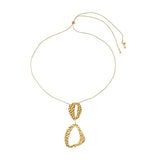 RAGNA Waterproof 18K Gold Plated Original Simple Necklace - Adjustable Chain & Hammered Stainless Steel - DANSK Copenhagen
