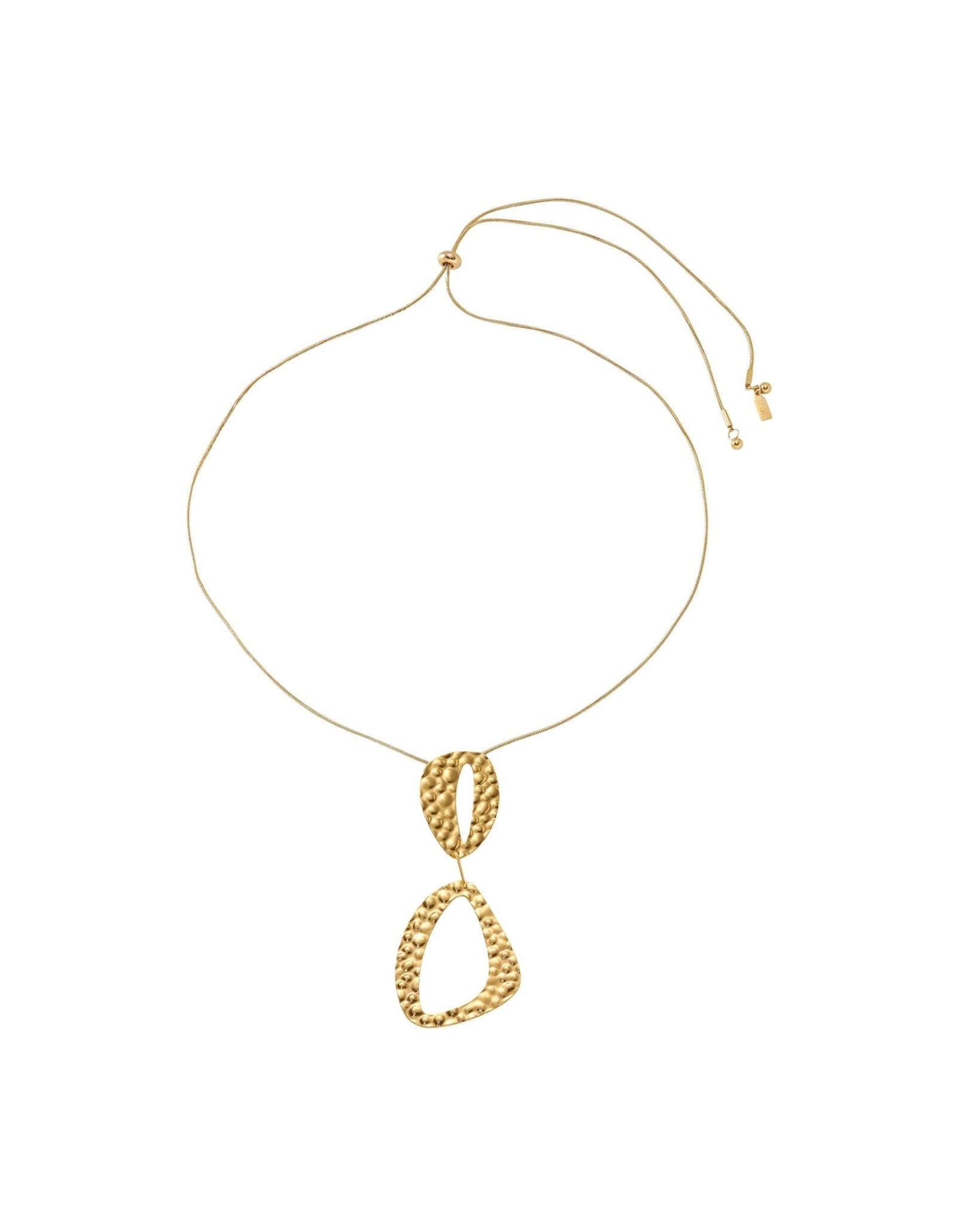 RAGNA Waterproof 18K Gold Plated Original Simple Necklace - Adjustable Chain & Hammered Stainless Steel - DANSK Copenhagen