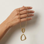RAGNA Waterproof 18K Gold Plated Original Simple Necklace - Adjustable Chain & Hammered Stainless Steel - DANSK Copenhagen
