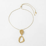 RAGNA Waterproof 18K Gold Plated Original Simple Necklace - Adjustable Chain & Hammered Stainless Steel - DANSK Copenhagen