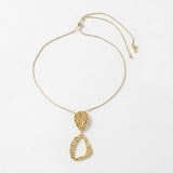 RAGNA Waterproof 18K Gold Plated Original Simple Necklace - Adjustable Chain & Hammered Stainless Steel - DANSK Copenhagen