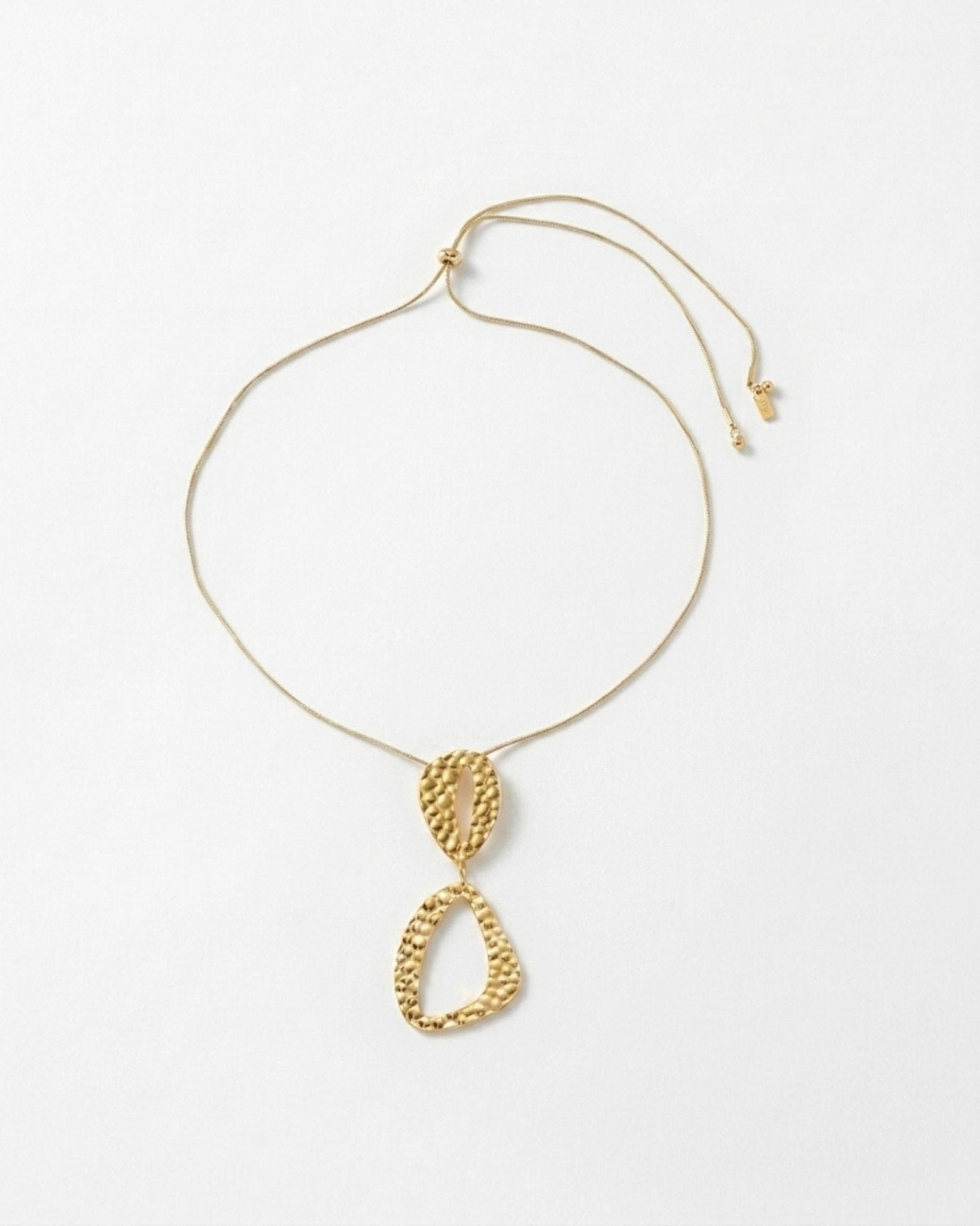 RAGNA Waterproof 18K Gold Plated Original Simple Necklace - Adjustable Chain & Hammered Stainless Steel - DANSK Copenhagen