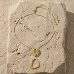 RAGNA Waterproof 18K Gold Plated Original Simple Necklace - Adjustable Chain & Hammered Stainless Steel - DANSK Copenhagen