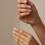 RAGNA Waterproof 18K Gold Plated Oval Link Bracelet - Structured Stainless Steel - DANSK Copenhagen