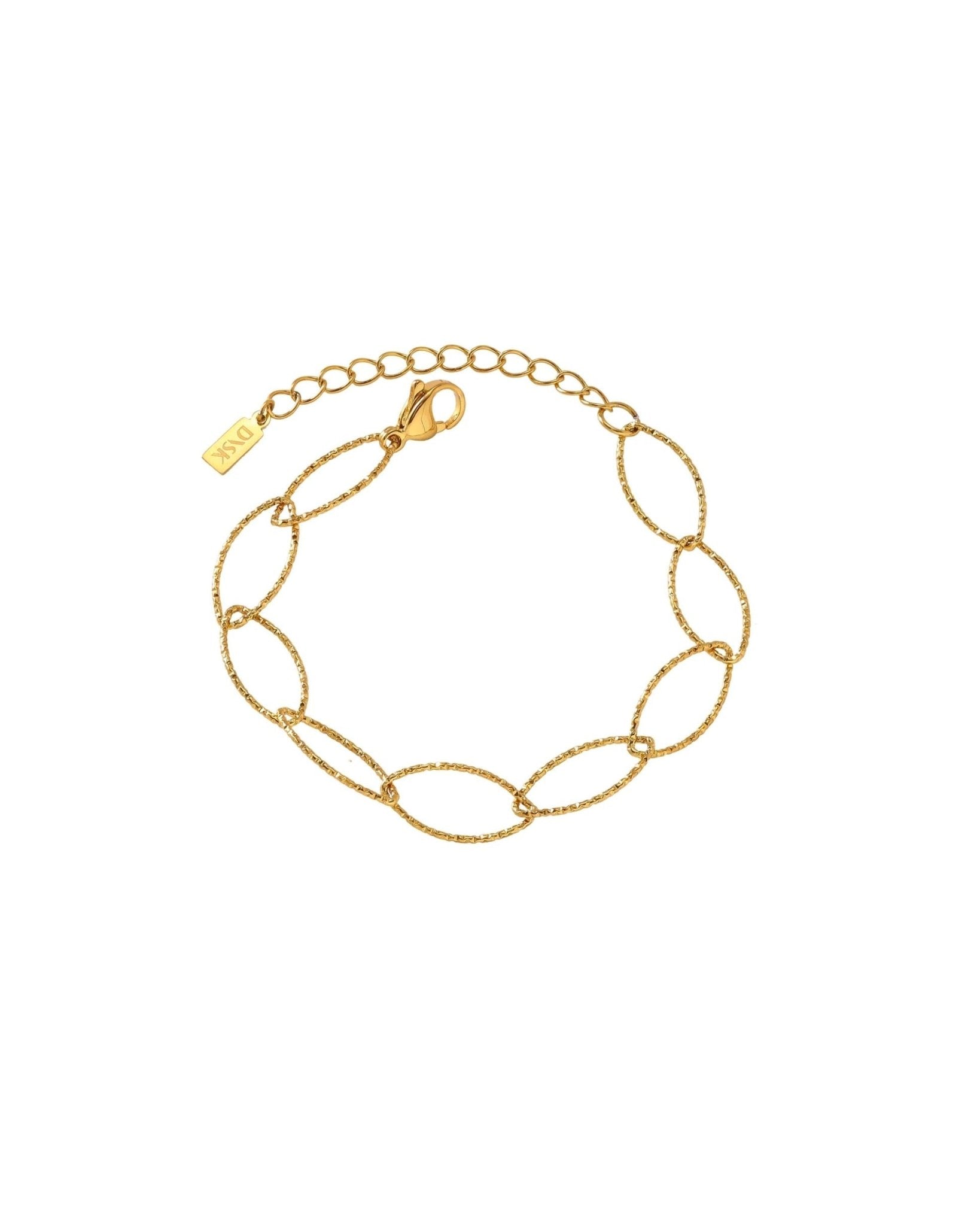RAGNA Waterproof 18K Gold Plated Oval Link Bracelet - Structured Stainless Steel - DANSK Copenhagen