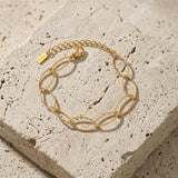RAGNA Waterproof 18K Gold Plated Oval Link Bracelet - Structured Stainless Steel - DANSK Copenhagen