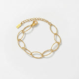 RAGNA Waterproof 18K Gold Plated Oval Link Bracelet - Structured Stainless Steel - DANSK Copenhagen
