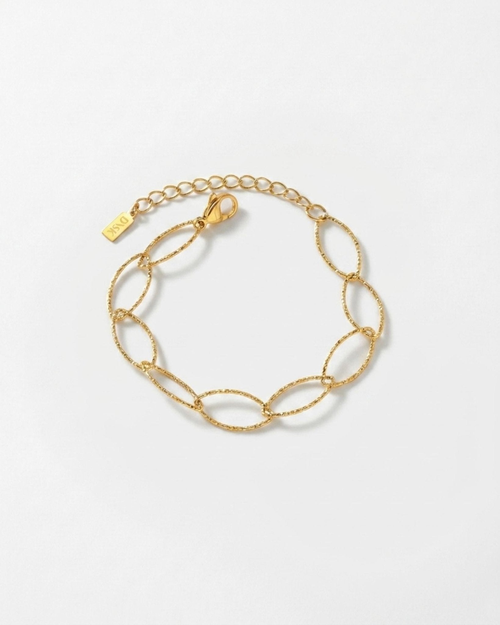 RAGNA Waterproof 18K Gold Plated Oval Link Bracelet - Structured Stainless Steel - DANSK Copenhagen
