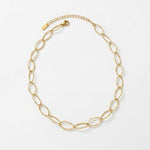 RAGNA Waterproof 18K Gold Plated Oval Link Necklace - Structured Stainless Steel - DANSK Copenhagen