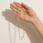 RAGNA Waterproof 18K Gold Plated Oval Link Necklace - Structured Stainless Steel - DANSK Copenhagen