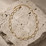 RAGNA Waterproof 18K Gold Plated Oval Link Necklace - Structured Stainless Steel - DANSK Copenhagen