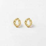 RAGNA Waterproof 18K Gold Plated Post Earring - Hammered Stainless Steel - DANSK Copenhagen