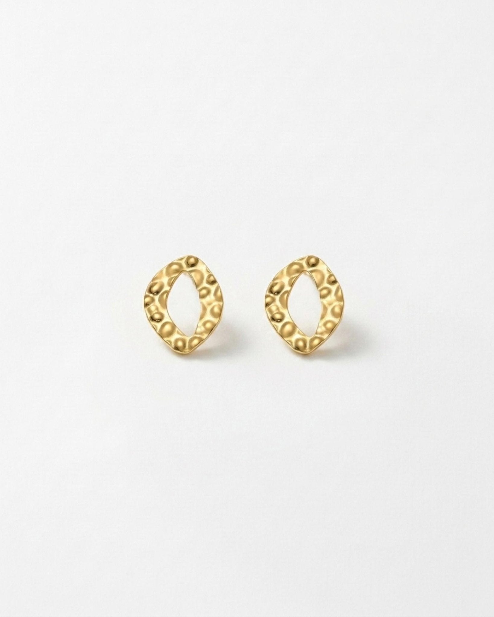 RAGNA Waterproof 18K Gold Plated Post Earring - Hammered Stainless Steel - DANSK Copenhagen