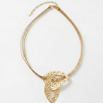 RAGNA Waterproof 18K Gold Plated Short Statement Necklace - Hammered/Polished Stainless Steel - DANSK Copenhagen