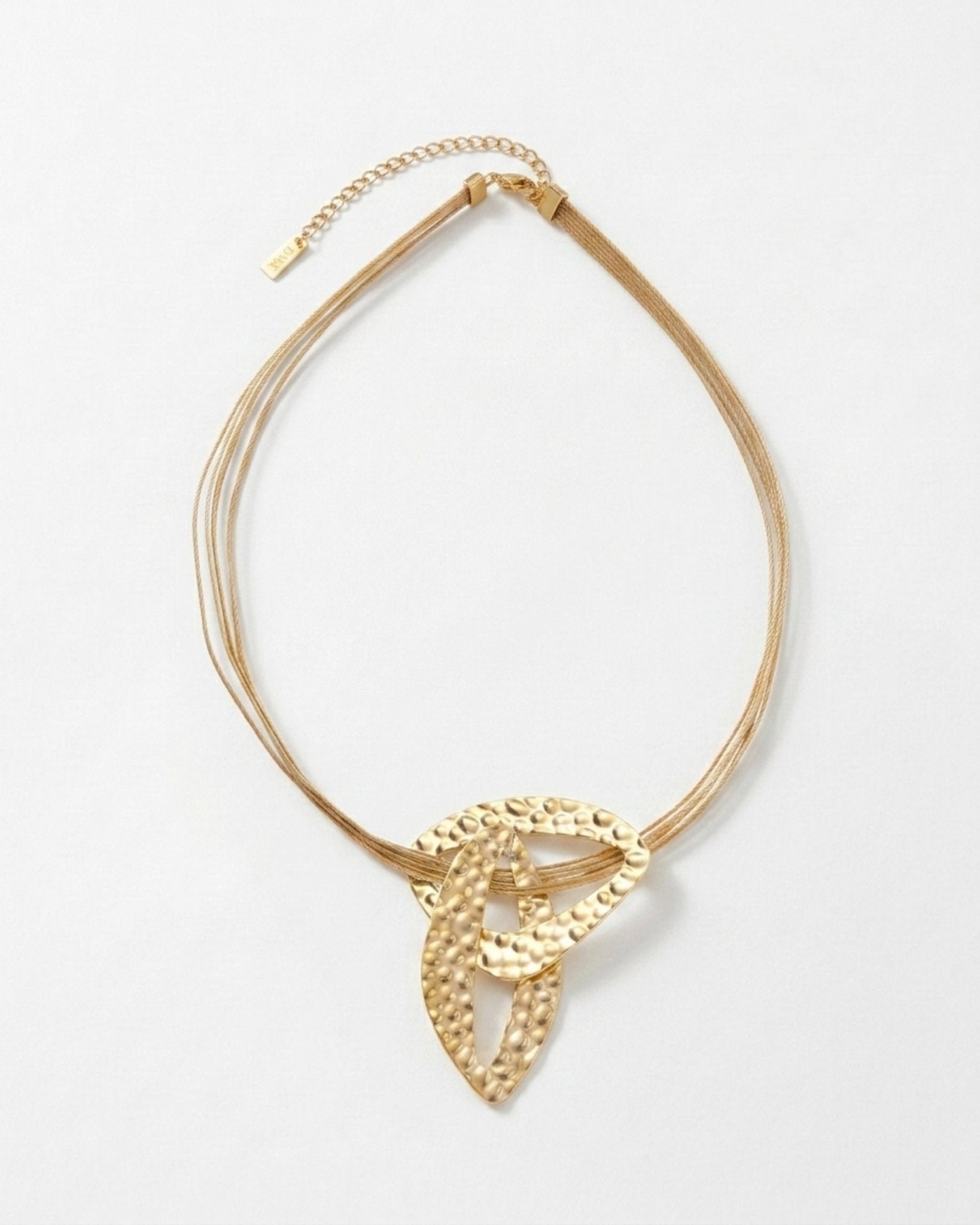 RAGNA Waterproof 18K Gold Plated Short Statement Necklace - Hammered/Polished Stainless Steel - DANSK Copenhagen