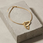 RAGNA Waterproof 18K Gold Plated Short Statement Necklace - Hammered/Polished Stainless Steel - DANSK Copenhagen