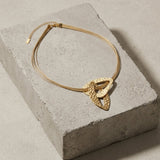 RAGNA Waterproof 18K Gold Plated Short Statement Necklace - Hammered/Polished Stainless Steel - DANSK Copenhagen
