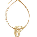 RAGNA Waterproof 18K Gold Plated Short Statement Necklace - Hammered/Polished Stainless Steel - DANSK Copenhagen
