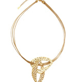 RAGNA Waterproof 18K Gold Plated Short Statement Necklace - Hammered/Polished Stainless Steel - DANSK Copenhagen
