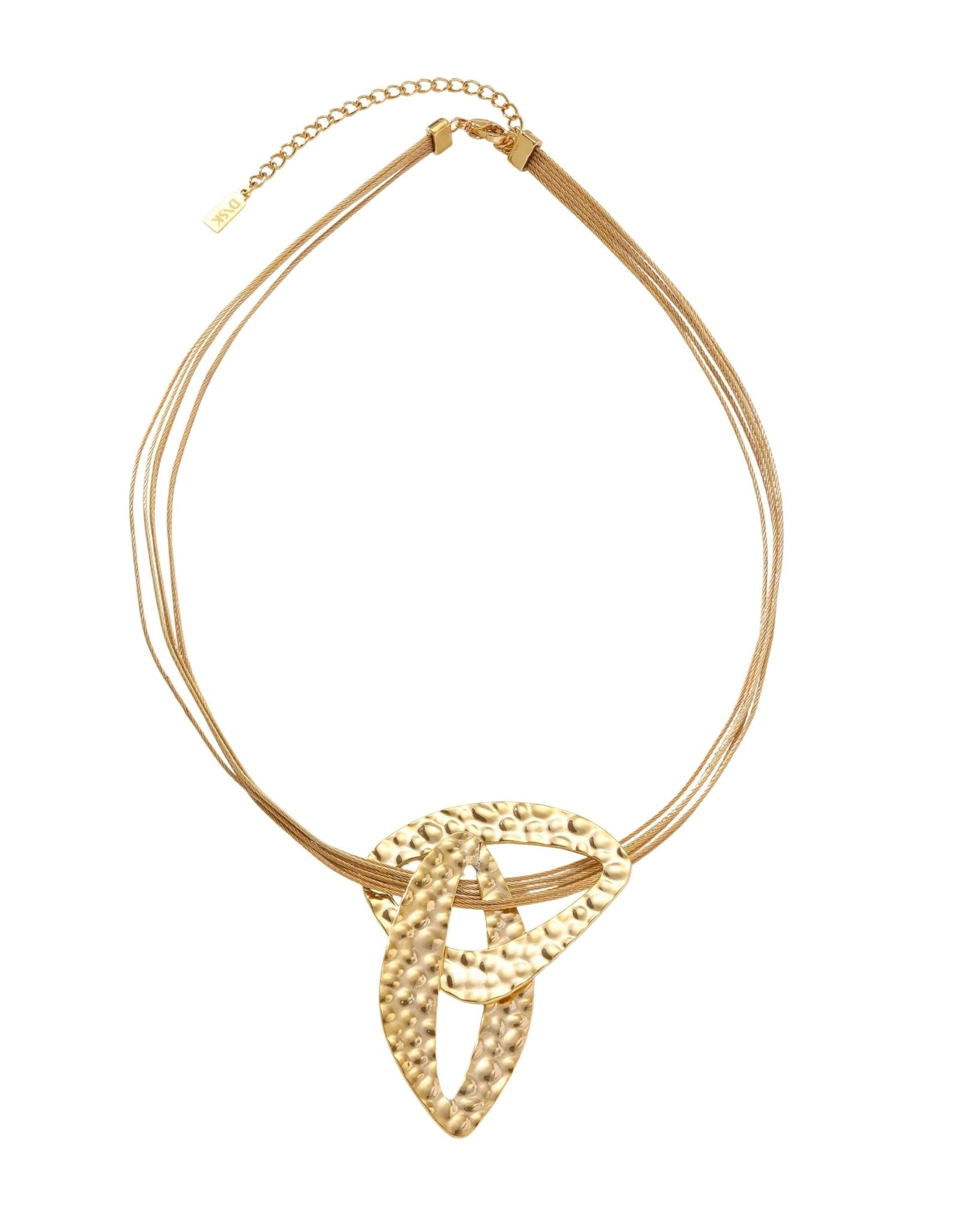 RAGNA Waterproof 18K Gold Plated Short Statement Necklace - Hammered/Polished Stainless Steel - DANSK Copenhagen