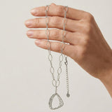 RAGNA Waterproof Silver Stainless Steel Long Minimalistic Necklace - Hammered Finish - DANSK Copenhagen