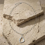 RAGNA Waterproof Silver Stainless Steel Long Minimalistic Necklace - Hammered Finish - DANSK Copenhagen