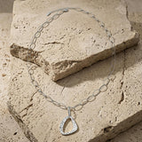 RAGNA Waterproof Silver Stainless Steel Long Minimalistic Necklace - Hammered Finish - DANSK Copenhagen