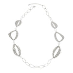 RAGNA Waterproof Silver Stainless Steel Long Statement Necklace - Hammered Finish - DANSK Copenhagen