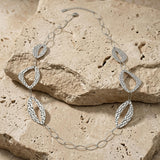 RAGNA Waterproof Silver Stainless Steel Long Statement Necklace - Hammered Finish - DANSK Copenhagen