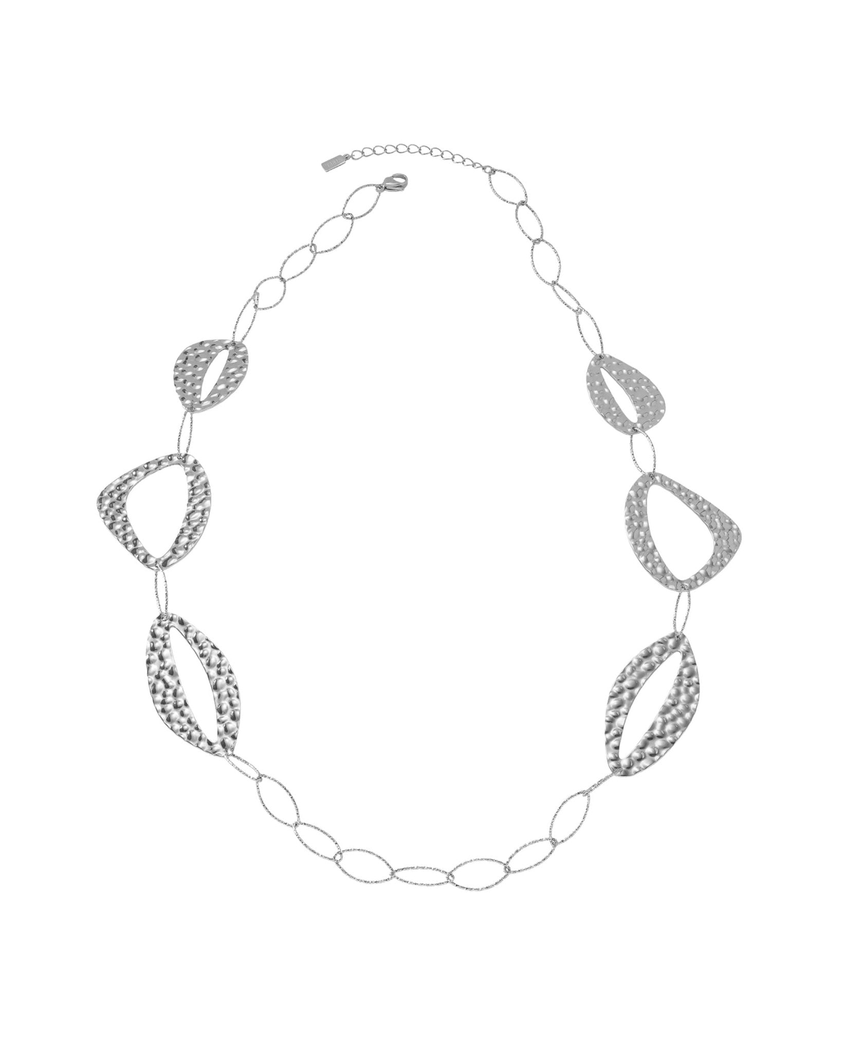 RAGNA Waterproof Silver Stainless Steel Long Statement Necklace - Hammered Finish - DANSK Copenhagen