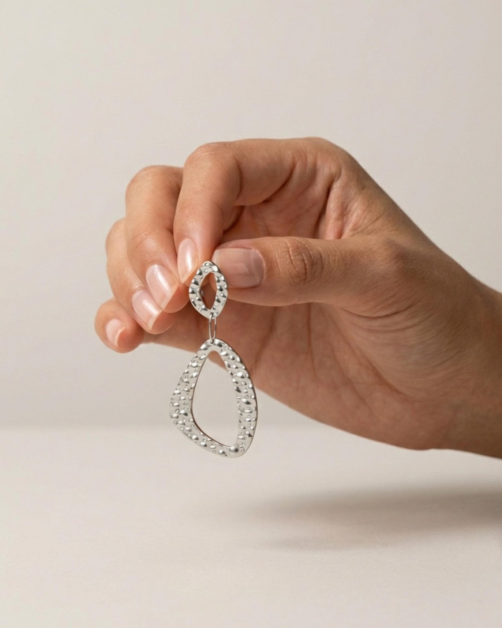 RAGNA Waterproof Silver Stainless Steel Original Earrings - Hammered Finish - DANSK Copenhagen