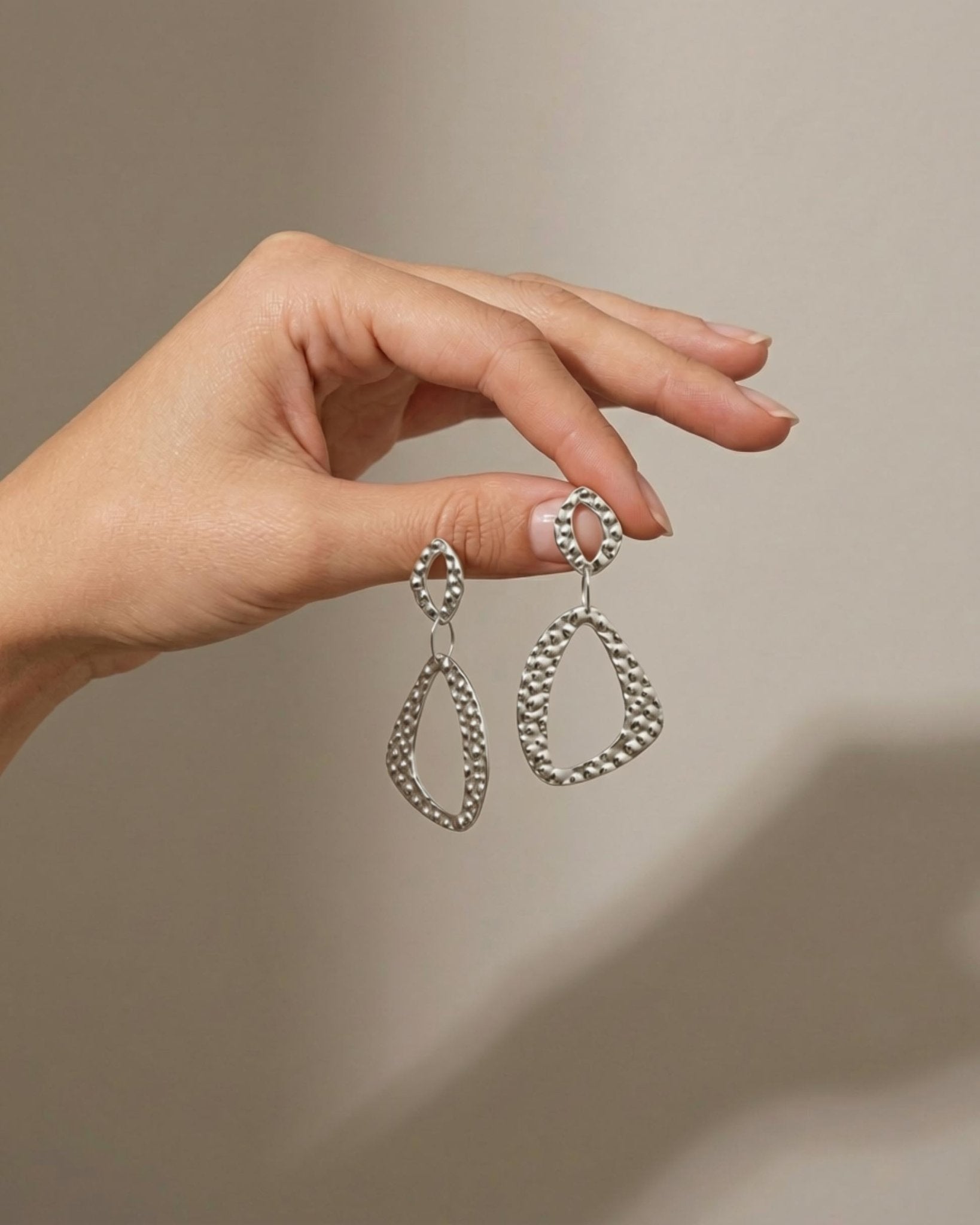 RAGNA Waterproof Silver Stainless Steel Original Earrings - Hammered Finish - DANSK Copenhagen