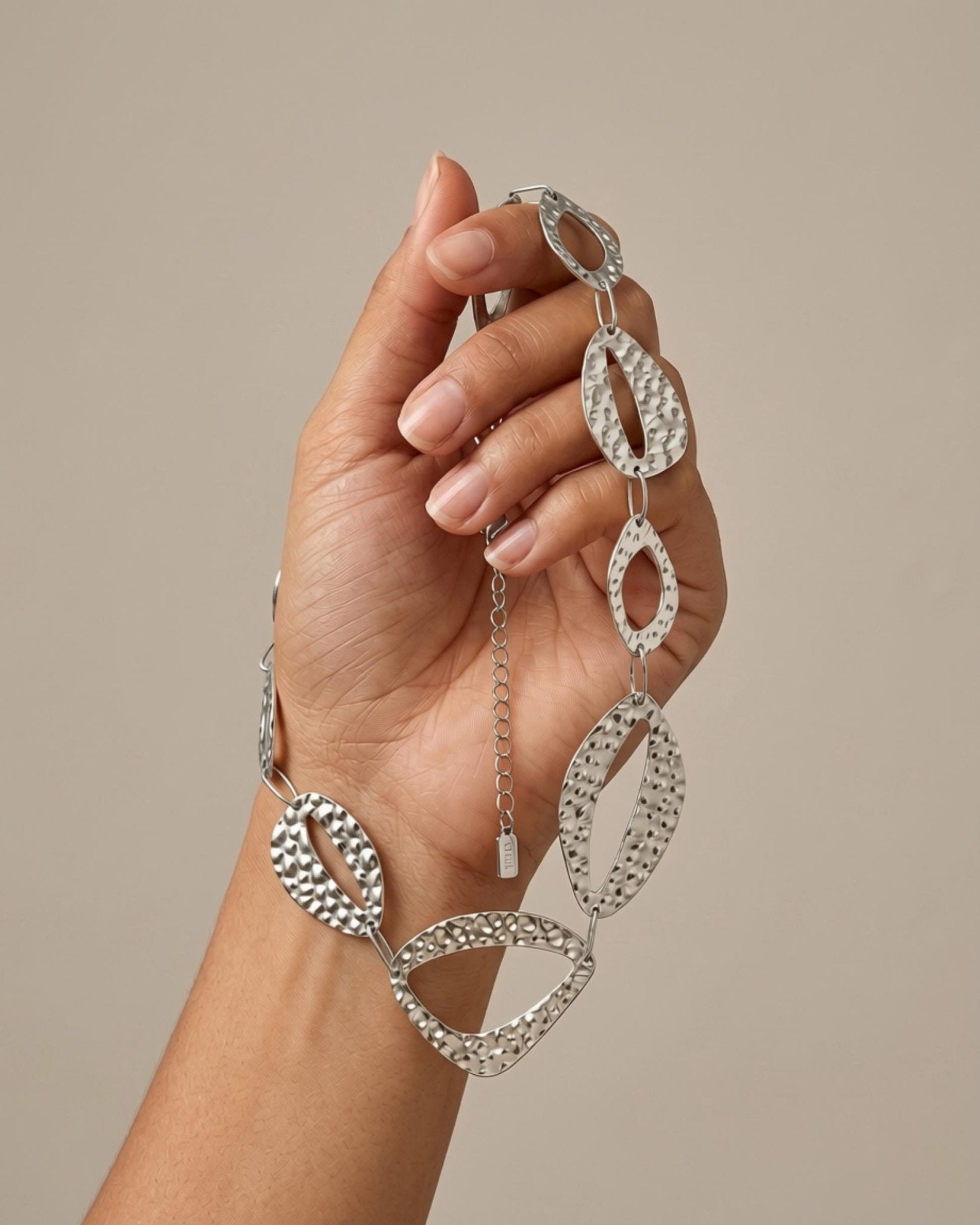 RAGNA Waterproof Silver Stainless Steel Original Necklace - Hammered Finish - DANSK Copenhagen